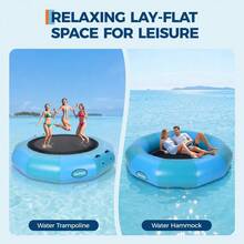 Water Trampoline for Lake,12FT Recreational Water Bouncer Electric Inflator, Trampolines for Adults Portable Bounce Swim Platform with  Pump and Rope Ladder - Azul - Ver 7