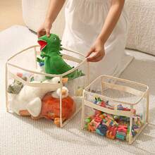 Transparent PVC Children's Storage Bucket, Book Organizer, Snack Storage Bag, Home Visible Storage Basket - Transparent - View 2