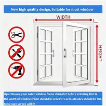 Summer Style, Minimalist White Design. Mosquito Nets Available In Multiple Sizes. Uses 2cm Adhesive Tape, Window Screen, Curtain Mosquito Net, Screen Door, Mesh, Window Insect Screen. - Screen Windows - View 9