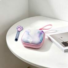 2pcs/Set Pastel Print Mini Data Cable & Earphone Storage Bag With Cat Paw Cable Organizer, Hard Shell Anti-Collision Interior With Mesh Divider, Stores Earphones, Data Cables, Chargers And Other Digital Accessories, Comes With Hanging Strap For Backpack, Convenient For School And Travel - Multicolor - View 23