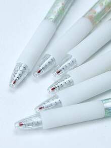 6 piezas de bolígrafos de gel retráctiles con patrón floral de 0.5mm de tinta negra de secado rápido, escritura suave para cuadernos y suministros de oficina, perfectos para la temporada de regreso a la escuela - flores - Ver 7
