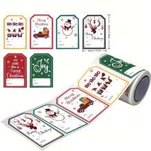 100pcs/Roll Christmas Gift Labels, Self-Adhesive Creative Design, Easy To Apply, Paper Labels, Suitable For Christmas Gift Wrapping And Event Decoration - B - View 5