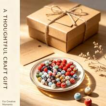 20pcColored Glazed Ceramic Round Loose Beads - Multicolor Glossy Spacer Beads For DIY Bracelet, Hair Tie, Necklace & Jewelry Making Crafts - Multicolor - View 3