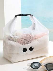Cute Animal Pattern EVA Waterproof Beach Bag, Jelly Transparent Hollow Tote Bag, Large Capacity Pool Bag With Adjustable Shoulder Strap, Quick-Drying Bath/SPA Bag, Can Store Swimsuit, Towel, Sunscreen, Goggles, Phone, Flip-Flops, Cosmetics And Snacks - White - View 2