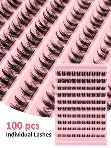 100pcs Cartoon Cluster False Eyelashes D Curl Anime Style Fluffy Glossy 8-16mm Single Lash Extensions Suitable For Beginners Makeup - D - View 3