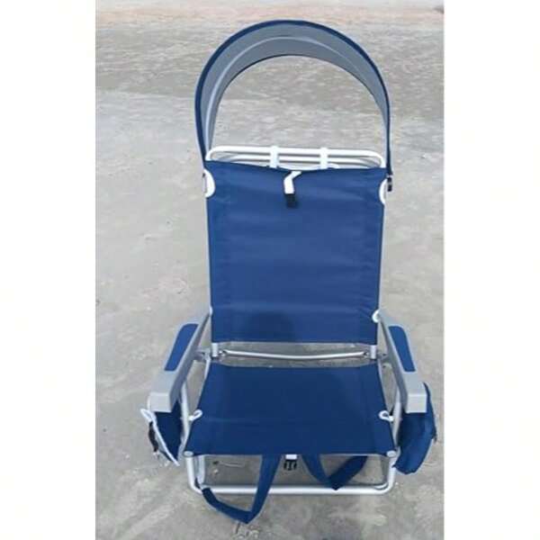 Beach Chair With Umbrella And Canopy Shade, Aluminum Backpack Beach Chairs For Adults, Adjustable Sun Shade, 5 Position Lay Flat, Cooler Bag, Cup Holder, Towel Bar, Navy Blue