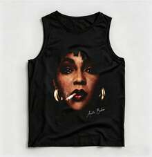 Vintage Anita Baker Big Head T-Shirt Unisex Retro R&B Graphic Tank Top Must-Have For 80s Music Fans Soft Comfy Top Perfect For Concerts Hangouts - 黑色4 - 查看 1