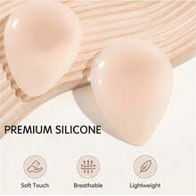 2pcs Silicone Ultra-Thin Invisible Nipple Covers, Water Drop Shape, Lift From Top To Prevent Sagging, Breast Support And Push-Up To Center, Self-Adhesive For Tightening Chest, Invisible And Breathable - Beige - View 5