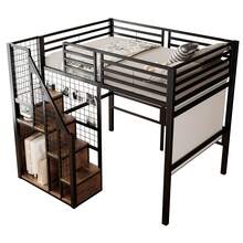 Bed Frame For Children Black 140x200 With Ladder - Black - View 2
