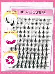 120 grappes de faux cils individuels DIY, boucle C, naturels et moelleux, longueur mixte de 9-16 mm, longs, légers, doux et réutilisables, convenant pour le quotidien, les fêtes, les mariages, les voyages, Halloween et autres occasions - D - Voir 3