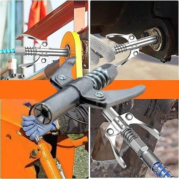 Lock-Type Grease Gun Coupler, Manual, Electric, Pneumatic Grease Machine Nozzle, Flat-Head Grease Gun Tip, Lubrication Nozzle Accessory
