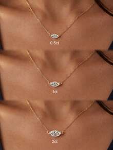 1件 925純銀 0.5CT/1CT/2CT 垂直梨形項鍊，女款，適合日常配戴與派對飾品，精緻珠寶禮物 - 橫向馬眼 - 查看 4
