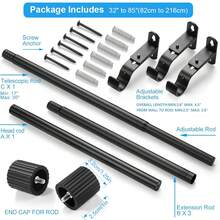 Curtain Rods For Windows 32 To 172 Inch, 3/4" Diameter Pole Adjustable Length Heavy Duty Metal Curtain Rod Set, For Outdoor Bedroom Kitchen Living Room, Drapery Rod With Cylindrical Finials, Black 1 Pack - Cylinder - View 14
