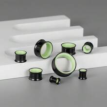 2PCS Glow In The Dark Two-Tone Stainless Steel Horn Fit Ear Tunnels, Hypoallergenic Body Piercing Jewelry, Cyberpunk Design Jewelry - Round - View 8