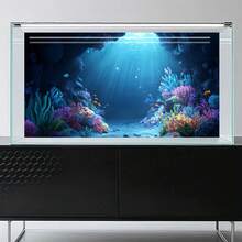 Ocean View 珊瑚與水生植物水族裝飾－自黏式可移除壁紙風背景，易撕貼可重複使用，適用淡水/海水魚缸裝飾、魚類棲息地佈置、水族貼紙，適合溪流缸、植栽缸、烏龜缸造景、攝影棚背景，自黏式前貼 - E - 查看 5