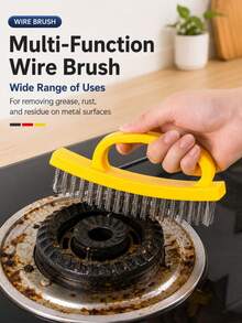 Stainless Steel Wire Brush Rust Removal Tool, Heavy Duty Metal Cleaning Brush, Suitable For Kitchen Grease, BBQ Grill, Range Hood, Floor Scrubbing, Multi-Functional Durable Cleaning Accessory - Multiple Styles - View 3
