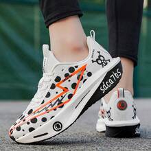 1 Pair Men's Sporty Graffiti Print Running Shoes - White Black - View 7