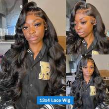 26 Inch 13x4 Deep Wave Lace Front Human Hair Wig, 180% Density Pre-Plucked Glueless HD Transparent Lace Wig For Women - Natural & Black - View 5