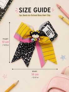 1 pieza Pinza para el cabello con forma de lápiz, Pinza para el cabello con forma de manzana, Adecuado para niñas, Regalo del primer día de regreso a la escuela para niñas, Pinza para el cabello con lazo grande, Accesorios para adolescentes - Multicolor - Ver 6