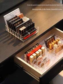 1/2pcs Multi-Functional Eyeshadow Palette Storage Box, Suitable For Storing And Organizing Lipstick, Perfume, Eyeshadow Palettes And Various Cosmetics, Perfect For Use On Vanity, Bedroom, Office Or Bathroom Drawer, Also An Excellent Gift For Family, Friends, Classmates And Women,Bedroom Room Decor,Back To School - Multicolor - View 3