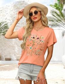 Women T-Shirts - 橘色 - 查看 5