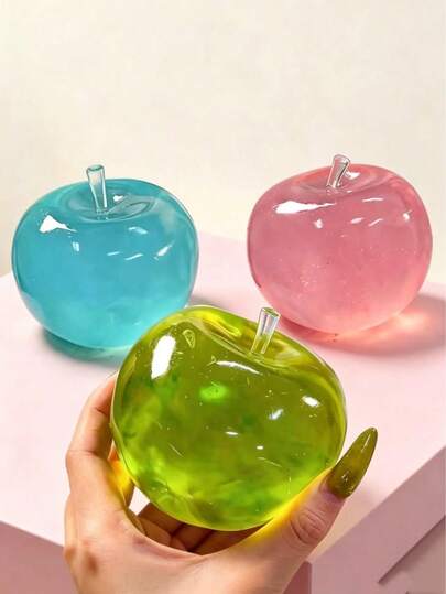 POKOJA LAND Creative Fun Slow Rebound Malt Squeeze Toy, Green Tea, Blue Apple, Pink Apple, Red Apple, Super Soft Butter-Like Touch, Stress Relief Fingertip Toy