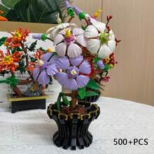 600+片梅花盆栽積木，ABS小顆粒積木模型裝飾品，創意花卉盆景組裝套件，植物藝術展示模型，居家裝飾與收藏的獨特禮物 - 彩色 - 查看 6