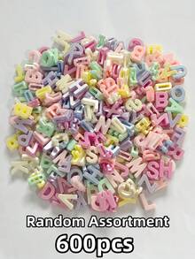 200/600pcs Large Letter Beads, Mixed Color Plastic Letters A-Z, Suitable For Jewelry Making, Bracelets, Necklaces, Keychains, Shoelaces And Handmade Crafts - Multicolor - View 12