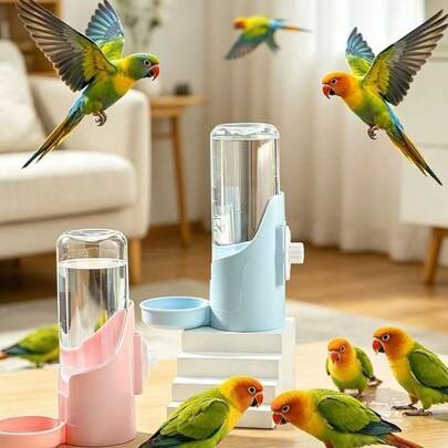 Hamster Futterspender Wasserflasche Trinkspender auslaufsicher hängender Futterspender für kleine Hamster, Papagei automatischer Wasserspender Vogelzubehör Wasserflasche Futterspender für kleine Vögel und Wasserflasche Vogel Trinkspender Vogelkäfig