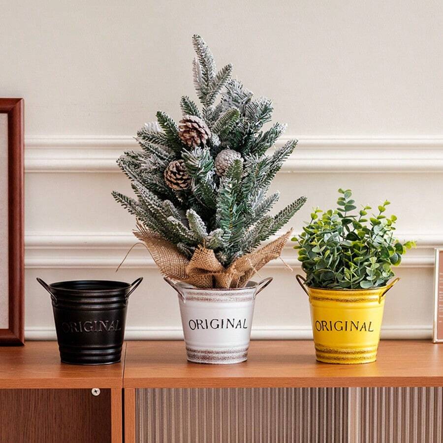 1/2/3pcs American Vintage Letter Double-Ear Metal Flower Pot, Suitable For Succulent Plants, Cosmetic Storage, Desktop Organizer, Living Room/Outdoor Garden Decor, Pen Holder, Flower Bucket
