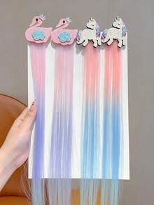 1pc Cute Cartoon Pattern Rainbow Gradient Hair Clip, Suitable For Girls. Rainbow, Five-Pointed Star, Unicorn, Heart, Swan, Butterfly Patterns. Multiple Colors Available. Accessories For Cosplay/Party/Photoshoot. - Multicolor - View 7
