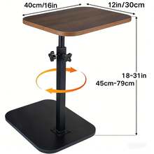 C Shaped Swivel Table – Height Adjustable, 360° Rotating Top For Laptop, Coffee & Skincare - Brown - View 6