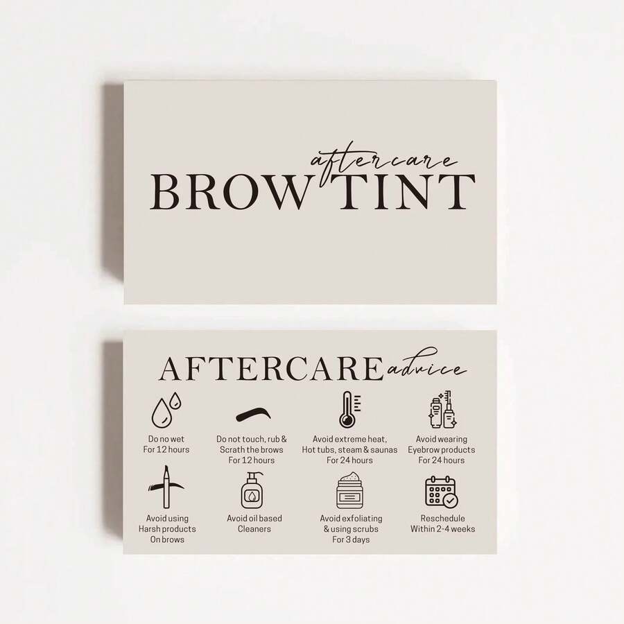 50pcs | Laminated Brow Care Cards | 2x3.5 Inch Card Size | Brow Lift And Tinting, Minimalist Design With Illustrations And Instructions - A - View 1