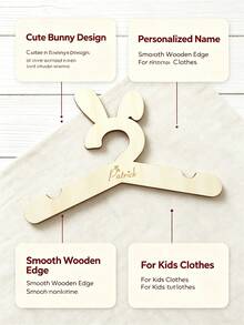 Customized Name Hanger, Personalized Wooden Hanger, Customizable Dress Hanger, Pants Hanger, Birthday Gift, Rabbit Hanger, Custom Style, Anniversary, Durable, Non-Slip, Multi-Functional, Unisex, Home, Friends, Fashion, Unique Gift - Multicolor - View 4