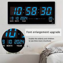 Large Digital Electronic Plug-In Wall Clock With Temperature, Time And Date Display, Electronic Clock With Power Failure Memory Function, Suitable For Living Room, Bedroom And Study Room Decoration Alarm Clock - 1PC - View 3