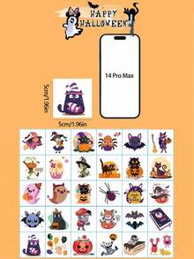 30 Pcs Halloween Waterproof Tattoo Stickers | Cute Cartoon Patterns Funny Little Ghosts And Pumpkin Designs, Arm Back Body Temporary Stickers, Party And Party Must-Have Holiday Gifts Good Choice - Multicolor - View 2