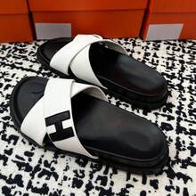 New H-Style Slippers, Couple Slide Sandals, Casual Single-Strap Slides For Outdoor Wear - 白色 - 查看 3