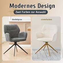 Set Of 2 Rotating Dining Chair With Metal Legs, Dark Grey - 深灰色 - 查看 6