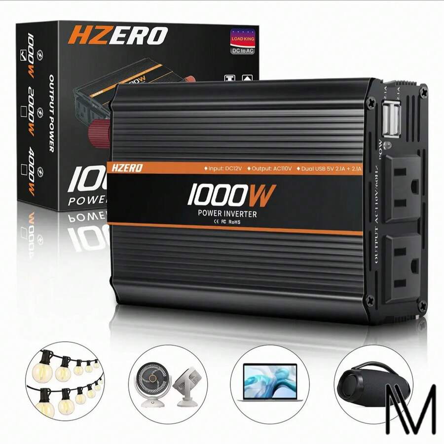 Hzero 1000W Modified Sine Wave Power Inverter With 2 USB And 2 AC Outlets For Car - US A Type Plug(110-127V) - View 1