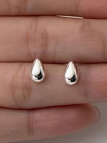 1 Pair Minimalist Stud Earrings, Women's Wedding Anniversary Accessory Gift - Silver - View 9