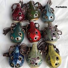 1pc 6-Hole Ceramic Ocarina - Vintage Style 6-Hole Mini Ocarina, Portable Mini Wind Instrument With Adjustable Lanyard, Purple/Red/Green/Blue/Yellow Multi-Color Options, Ideal For Music Lovers And Beginners - Multicolor - View 1