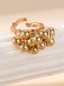 NAIZHU 1/3pcs Fashion Metallic Handmade Earrings & Ring Jewelry Set, Women's Daily Date Party Accessories - Gold - View 3