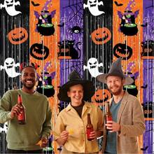 3pcs 3.3 X 6.6ft Black Orange Purple Indoor Photo Background Tassels For Halloween Party And Birthday Party Decoration - Multicolor - View 7