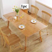 1Pc Clear Flat PVC Table Cover, Transparent Vinyl Rectangular Tablecloth, Oil Resistant Wipeable Table Protector For Daily Dinner, Banquet Party Holiday Decor - Style 2 (Hemmed) - View 16