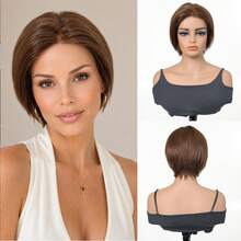 4x1 Pre Cut Lace Frontal Human Hair Wigs Short Straight Pixie Human Hair Wig For Older Women SHuman Hair Natural Hairline 10 Inch Lightweight Human Hair Wigs - Multicolor - View 6