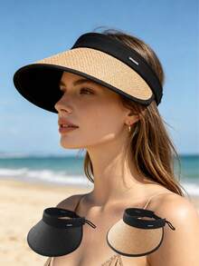 1 Stück Damen-Strohhut zum Rollen - Unisex Sommer-Sonnenhut, verstellbare Krempe, faltbar, geeignet für Strand, Golf, Sport, Angeln, Laufen, Reisen und andere Anlässe, Hüte, Hüte für Frauen, Sonnenhüte für Frauen, Strandhut - mehrfarbig - Übersicht 6