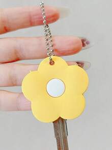 5/1pc Cute Flower Key Cover, Contrast Color Design, Cute Floral Cartoon Silicone Key Cover, Decorative Key Identification Protection Cover, Women's Keychain Accessory, Small Gift For Sisters, Lovers, Friends, Perfect Gift For Her - View 10