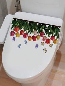 Various Tulip Flower Wall Stickers, PVC, Waterproof, Removable And Self-Adhesive. Sunflower And Butterfly Orchid Pot Window Stickers, Baseboard Stickers, French Country Style For Doors And Walls, DIY Home Soft Decorations. - Wall Stickers - View 9