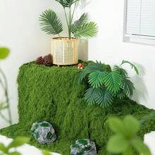 1pc Artificial Fiber Moss Lawn Mat, Faux Moss Turf, Suitable For Desktop Decoration, Micro Landscape, Bonsai Pot Top Covering, Home And Wedding Party Decor - A - View 4
