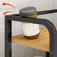 Double-Layer Carbon Steel Countertop Storage Rack - Space-Saving Countertop Organizer, Made Of Durable Material For Kitchen/Dining Room Storage, Minimalist Modern Design, Sturdy Structure, Sleek And Elegant Appearance - View 7
